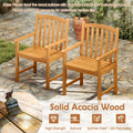 Tangkula Patio Rectangular Table with Umbrella Hole and 8 Solid Acacia Armchairs