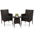 Tangkula 3 Piece Patio Furniture Set | Hand-Woven PE Wicker Conversation Set
