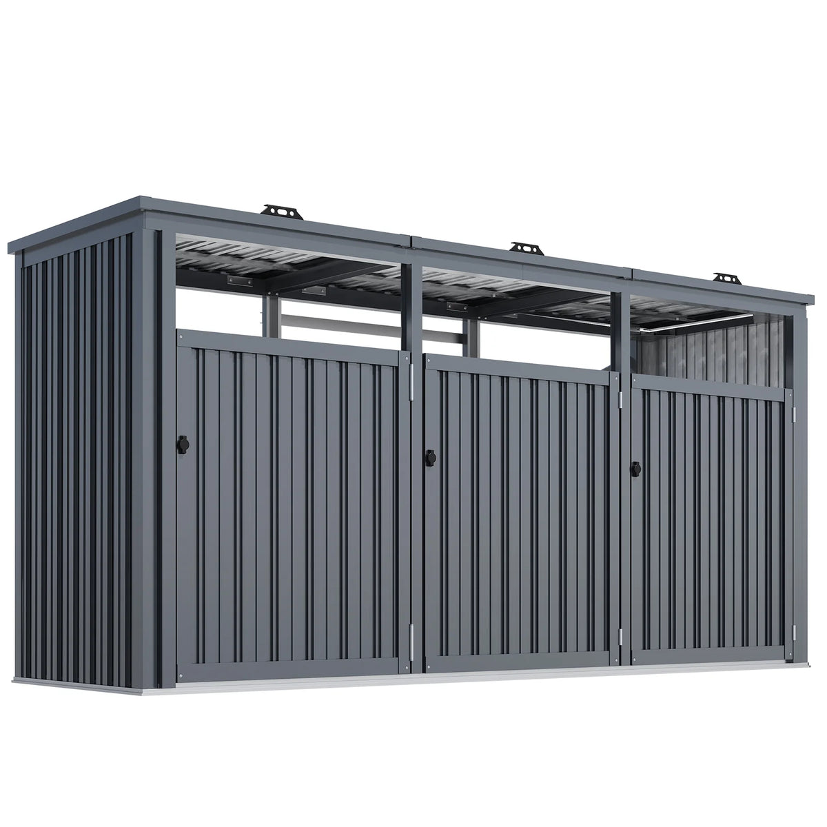 AECOJOY 73 Cu.Ft Outdoor Trash Can Storage Shed for 3 Garbage Cans