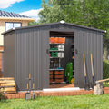 U - MAX 8 x 6 Ft. Wood Grain Outdoor Metal Storage Shed with Lockable Door Patio Garden Storage Building for Outside