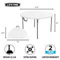 Lifetime 48 in Round Fold - in - Half Table, Indoor/Outdoor Essential, White Granite (280064)