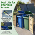 44 Cu.Ft Outdoor Metal Trash Can Storage Shed for 2 Bins, Double Garbage Can Enclosure with Gas Strut, Shock Absorber & Lockable Doors