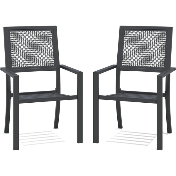 AECOJOY Outdoor Patio Dining Chairs with Armrest, Stackable Arm Chairs