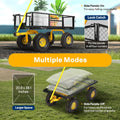 SPECSTAR Mesh Steel Garden Cart 880 lb Capacity, 38" x 21" Folding Utility Wagon with 10 in Wheels