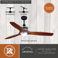 Vaxcel Curtiss Satin Brass Mid - Century Modern MCM Wood Propeller Ceiling Fan with LED Light Kit and Remote