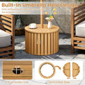 2-in-1 Outdoor Side Table with Storage Acacia Wood Slatted Coffee Table Round Slatted End Storage Box