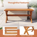 Tangkula Outdoor Wood Bench Backless Patio Dining Bench(1/2)