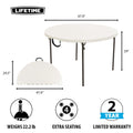 Lifetime 48 in Round Fold - in - Half Table, Indoor/Outdoor Essential, White Granite (280064)