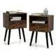 Syngar Nightstand Set of 2, Modern Bedside Tables with 2 Drawers, Storage Shelf and Wood Handles, White Bedroom Furniture