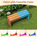 Tangkula Wood Outdoor Garden Bench | 2-Person Patio Backless Bench with Solid Wooden Frame