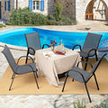 Set of 4 Outdoor Stackable Dining Chairs with Breathable Fabric, All Weather Patio Dining Chairs, 330LBS Heavy Duty Rustproof Steel Frame
