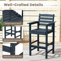 Adirondack Bar Chairs Set of 2/4, 29" HDPE Bar Height Outdoor Stools w/ Backrest & Footrest, All-Weather Backyard Patio High-Top Chairs