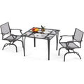 AECOJOY 3 Pieces Patio Dining Set, , Outdoor Furniture with 2 Rocking Patio Chairs and 1 Square Patio Metal Table
