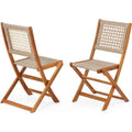 AECOJOY Outdoor Folding Chairs Set of 2, Wooden Patio Dining Chairs with High Back