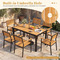 Tangkula 58" Rectangular Patio Dining Table for 6 Acacia Wood Outdoor Table