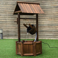 Rustic Outdoor Wishing Well Water Fountain with Electric Pump & Bucket, Old-Fashioned Wood Waterfall Fountain for Garden, Backyard & Patio Decor
