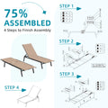 AECOJOY Patio Lounge Chairs, Outdoor Chaise Lounge with Wheels, Beige, 4PCS