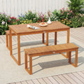 Tangkula Rectangular Acacia Wood Patio Dining Table with Slatted Tabletop (49" x 27.5")
