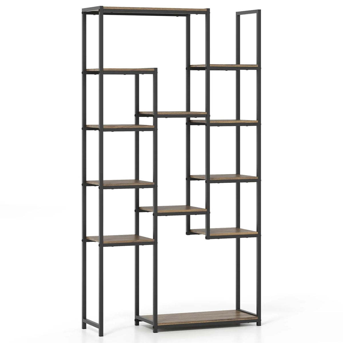 Tangkula 71” Tall Bookshelf 12 Storage Shelves Heavy-Duty Metal Frame Modern Freestanding Plant Display Rack