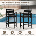 Adirondack Bar Chairs Set of 2/4, 29" HDPE Bar Height Outdoor Stools w/ Backrest & Footrest, All-Weather Backyard Patio High-Top Chairs