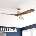 Vaxcel Curtiss Satin Brass Mid - Century Modern MCM Wood Propeller Ceiling Fan with LED Light Kit and Remote