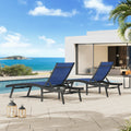 AECOJOY Outdoor Chaise Lounge, All Weather Pool Lounge Chairs Ergonomic Design (Navy, 2 PCs)