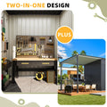 AECOJOY 6'x14' Outdoor Open-Sided Storage Shed with Attached Hardtop Metal Pergola