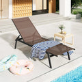AECOJOY Patio Lounge Chairs, Outdoor Chaise Lounge with Wheels, Brown