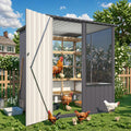 AECOJOY 5x5 FT Storage Shed, Metal Sheds & Outdoor Storage with Lockable Doors and Ventilated Mesh, Utility Garden Tool Shed