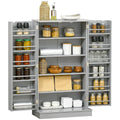 Spaco 17-Tier Kitchen Small Pantry Cabinet with 2 Doors and 6 Adjustable Shelves, Cabinet Pantry, Freestanding 5-Tier Shelving Pantries