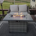 Layinsun 44" Propane Gas Fire Pit Table, 55000 BTU Rectangular Fire Pit with Glass Wind Guard for Outside Patio Deck Garden Backyard