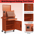 2 - in - 1 Rolling Tool Chest, 5-Drawer Tool Storage Cabinet with Wheels, Adjustable Shelf, Tool Box Organizer for Garage Warehouse Workshop