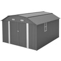 AECOJOY 10x12 FT Large Metal Outdoor Storage Shed with Floor Frame, Heavy-Duty Storage Building with Diamond Roof