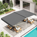 AECOJOY Free Standing Retractable Awning, 10'x10' Dual Side Patio Awnings Outdoor Manual Sun Shade Shelter, Dark Grey