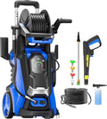 Electric Pressure Washer 5000PSI - Max 3.6GPM Power Washer Touch Screen Adjustable Pressure, 4 Nozzles and 500 ml Foam Cannon Power Washer Cleaning for Patio Blue