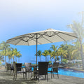 AECOJOY 15x9ft Double-Sided Patio Umbrella, Ivory