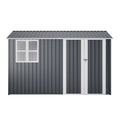 AECOJOY 10x8FT Outdoor Steel Storage Shed with Clear Window, Weather-Resistant Metal Tool Shed, Gray
