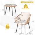 Tangkula 3 Piece Patio Bistro Set with Metal Frame for Balcony