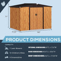 U - MAX 8 x 6 Ft. Wood Grain Outdoor Metal Storage Shed with Lockable Door Patio Garden Storage Building for Outside