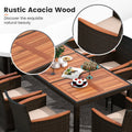 Tangkula 11 Pieces Outdoor Rattan Furniture Set  with 15ft Double-Sided Patio Umbrella (Base Included)