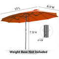 AECOJOY 15x9ft Double-Sided Patio Umbrella, Orange