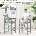 Adirondack Bar Chairs Set of 2/4, 29" HDPE Bar Height Outdoor Stools w/ Backrest & Footrest, All-Weather Backyard Patio High-Top Chairs