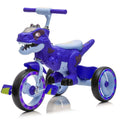 Xuanlur Kids Ride on Dinosaur Tricycle, Toddlers Kid Trike with Wide Flash Wheels, Anti - Slip Pedals, Rear Basket, Music & LED Lights, Toddler Bike