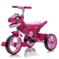 Xuanlur Kids Ride on Dinosaur Tricycle, Toddlers Kid Trike with Wide Flash Wheels, Anti - Slip Pedals, Rear Basket, Music & LED Lights, Toddler Bike