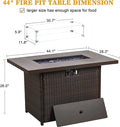 Layinsun 44" Propane Gas Fire Pit Table, 55000 BTU Rectangular Fire Pit with Glass Wind Guard for Outside Patio Deck Garden Backyard