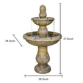 48�?h Outdoor Floor Water Fountain, 3 - Tiers Concrete Water Fountain with Submersible Electric Pump - Garden Cascading Waterfall for Yard Patio Lawn Home Decor