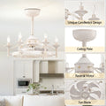 Maxax Candlestick Ceiling Fan with Light, 21" White Vintage Ceiling Fan with Remote Control, 6 Speeds Reversible Timing Ceiling Fan