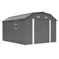AECOJOY 10x12 FT Large Metal Outdoor Storage Shed with Floor Frame, Heavy-Duty Storage Building with Diamond Roof