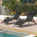 Tangkula Patio Chaise Lounges with 5-Position Backrest-Black