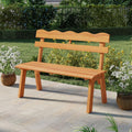 Tangkula 2 Person Patio Garden Bench with Waved Backrest and Slatted Seat